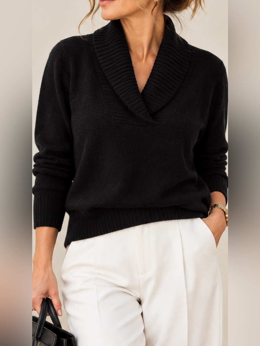 Design History Womens XL Black 100% Cashmere Cowl Neck Long Sleeve Sweater